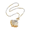 Two Tone 304 Stainless Steel Paperclip Chain Ocean Shell Shape Pendant Necklaces NJEW-JN06572-2