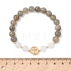 Round Natural Labradorite & White Jade Beads Stretch Bracelets BJEW-JB13674-4