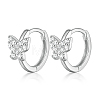 Anti-Tarnish Rhodium Plated Butterfly Shape Sterling Silver Cubic Zirconia Hoop Earrings PW6178-1-1