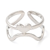 304 Stainless Steel Heart Open Cuff Ring for Women RJEW-I098-22P-2