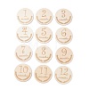 Flat Round Wood Cabochons with Month WOOD-XCP0001-43-1