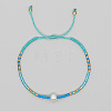 Bohemian Style Glass Seed Bead & Imitation Pearl Beads Braided Bead Bracelets JJ7327-3-1