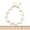 Natural Keshi Pearl Flat Round Beaded Bracelets for Women BJEW-JB13621-4