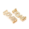 Brass Micro Pave Clear Cubic Zirconia Word LOVE Links Connector Charms KK-K002-32H-G-3
