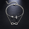 Alloy Infinity Heart Initial Charm Double Layer Anklets for Women FS-WG74AE6-07-1