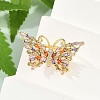 Butterfly Brass Micro Pave Colorful Cubic Zirconia Finger Rings for Women RJEW-G343-30G-01-3