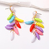 Colorful Plastic Bead Tassel Dangle Earrings WG869BC-01-1