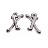 Gunmetal Plated Alloy Letter Pendants LS-PALLOY-J718-01B-X-1