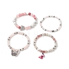 Gemstone Beaded Stretch Bracelets Sets BJEW-JB09283-4