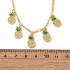 Brass Micro Pave Clear Cubic Zirconia & Enamel Green Pineapple Pendant Necklaces NJEW-A071-10G-5