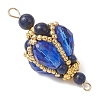 Bohemian Natural Lapis Lazuli Round with Glass Beaded Teardrop Links Connector Charms PALLOY-MZ01227-03-3
