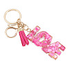 Resin with Alloy Tassel Pendant Keychainss AJEW-TADJ0001-20G-01-2
