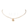 Brass Enamel Pink Rocking Horse Pendant Natural Cultured Freshwater Pearl Beaded Necklaces for Women NJEW-JN06163-2