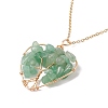 Natural Green Aventurine Chips Heart with Tree of Life Pendant Necklace NJEW-JN03906-02-4