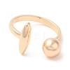 Brass Oval & Round Open Cuff Rings for Women RJEW-G288-03G-2