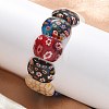 Handmade Millefiori Lampwork Beaded Stretch Bracelets for Men Women BJEW-G738-01B-15-2