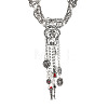 Ethnic Alloy Resin Filigree Flower Geometric Key Tassel Pendant Necklaces for Women WG2659D-02-1