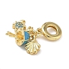 Brass Micro Pave Cubic Zirconia Enamel Crab Jellyfish Shell Shape European Dangle Charms KK-L257-26G-2