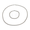 304 Stainless Steel Cuban Link Chain Bracelets & Necklaces Jewelry Sets SJEW-B019-03A-P-2