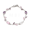 Brass Micro Pave Cubic Zirconia Link Bracelets for Women BJEW-H209-03P-4