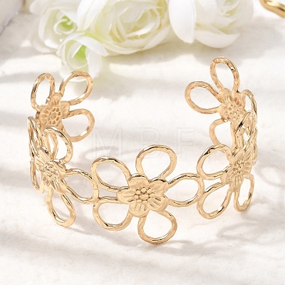 Boho 304 Stainless Steel Hollow Link Cuff Bangles SA-CBA1E89-01C-G-1