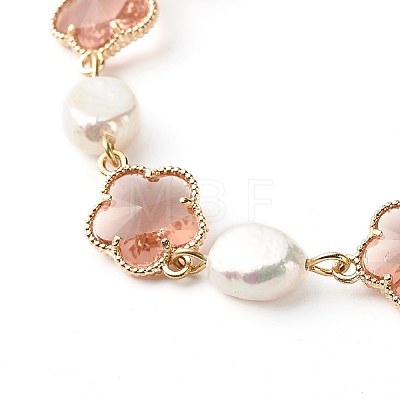 Plum Blossom Flower Glass Link Bracelets Set for Teen Girl Women X1-BJEW-TA00017-1