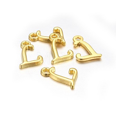Golden Plated Alloy Letter Pendants X-PALLOY-J718-01G-L-1