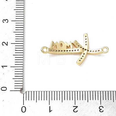 Mother's Day Brass Micro Pave Cubic Zirconia Connector Charms CU-CBAC7ED-01D-G-1