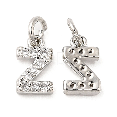 Brass Micro Pave Grade AAA Cubic Zirconia Charms ZIRC-P067-11P-Z-NR-1