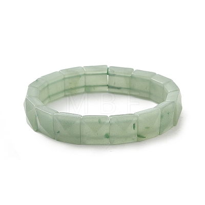 Square Natural Green Aventurine Beads Stretch Bracelets for Women Men BJEW-C097-06O-1