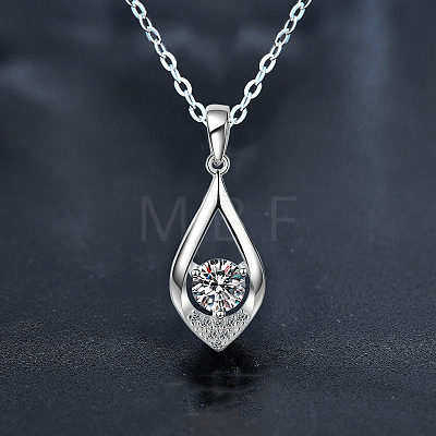 Teardrop 925 Sterling Silver Crystal Moissanite Pendant Necklaces for Women FS-WGA8F32-02-1