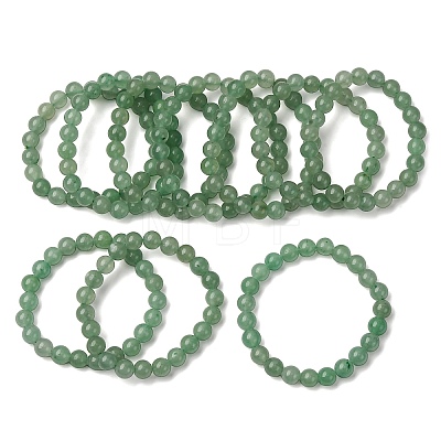 Dyed Natural Green Aventurine Beads Stretch Bracelets BJEW-Q305-1