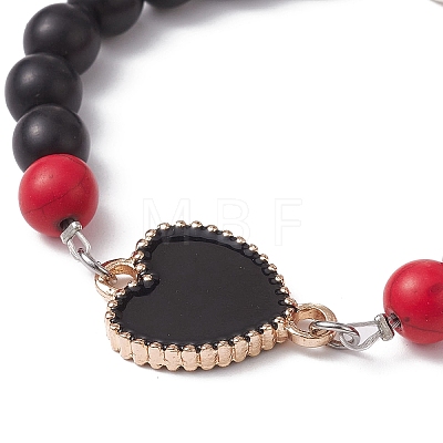Alloy Enamel Heart Link Bracelet BJEW-JB09999-01-1