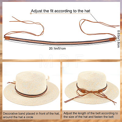 Imitation Leather Braided Southwestern Cowboy Hat Belt DIY-WH0449-01-1