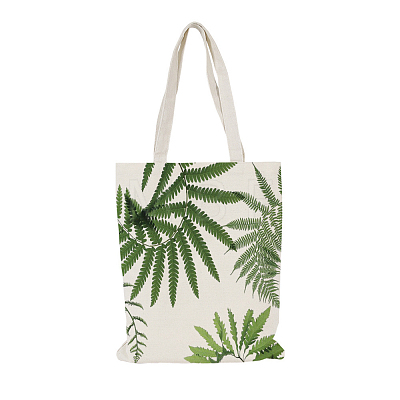 Green Plant Printed Canvas Women's Tote Bags ABAG-L018-B01-1