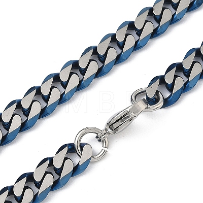 Matte Style 304 Stainless Steel Cuban Link Chain Necklaces for Men NJEW-B116-05BL-1