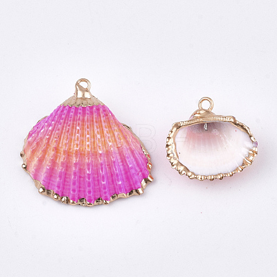 Spray Paint & Electroplate Sea Shell Pendants SSHEL-S262-07D-1