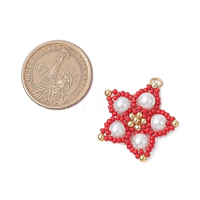 Glass Seed Beaded Star Pendants PALLOY-MZ00524-1