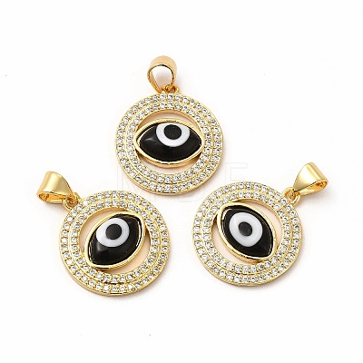 Rack Plating Real 18K Gold Plated Brass Micro Pave Clear Cubic Zirconia Pendants ZIRC-L102-07G-1