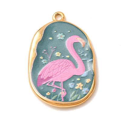 Printed 304 Stainless Steel Enamel Pendants SA-CBAB1B6-03G-03-1