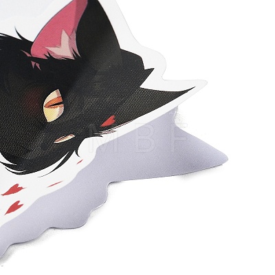 50Pcs Black Cat Shape PVC Self Adhesive Cartoon Stickers STIC-G001-07-1