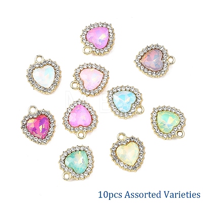 10Pcs UV Plating Alloy with Mixed Color Glass Rhinestone Pendants FIND-YW0009-03B-1