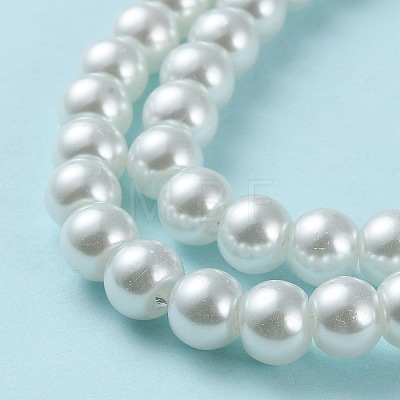 White Glass Pearl Round Loose Beads For Jewelry Necklace Craft Making X-HY-8D-B01-1