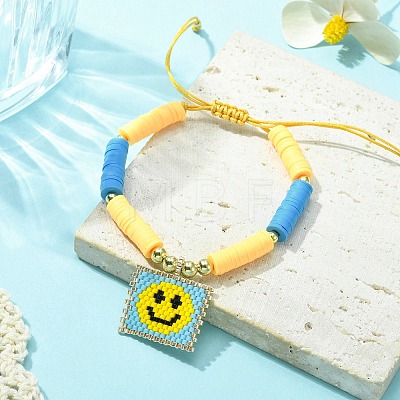MIYUKI Glass Seed Rectangle Charm Bracelet BJEW-MZ00037-05-1