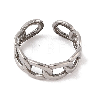 Non-Tarnish 304 Stainless Steel Oval Curb Chain Cuff Rings for Women RJEW-G322-04P-1