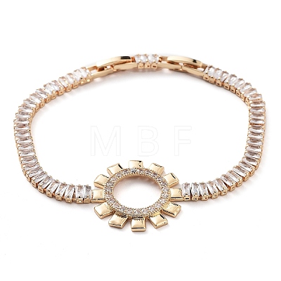 Sun Shape Brass Micro Pave Cubic Zirconia Link Bracelets BJEW-C055-02G-1