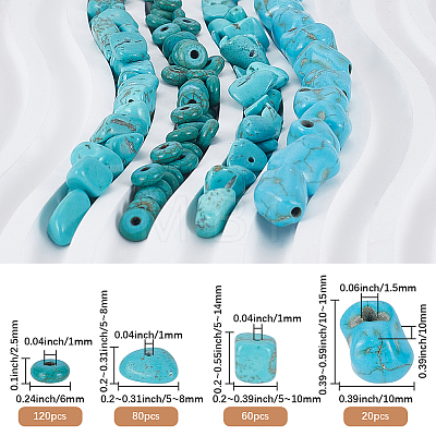 280Pcs 4 Styles Dyed Natural Magnesite and Synthetic Turquoise Beads G-SC0003-86-1