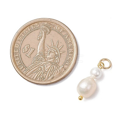 Natural Freshwater Pearl Potato & Shell Pearl Round Bead Pendants PALLOY-JF04714-02-1