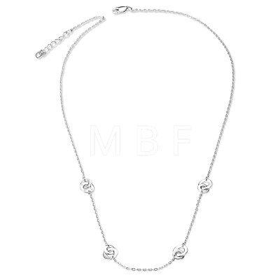 TINYSAND 925 Sterling Silver Interlocking Chain Necklaces TS-N320-S-1