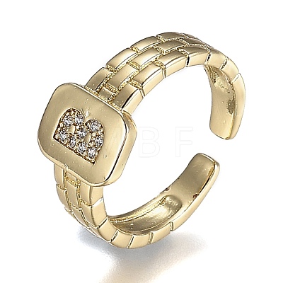 Brass Micro Pave Clear Cubic Zirconia Cuff Rings RJEW-H538-02G-B-1